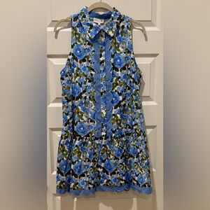 Entro Blue Floral Sleeveless Dress